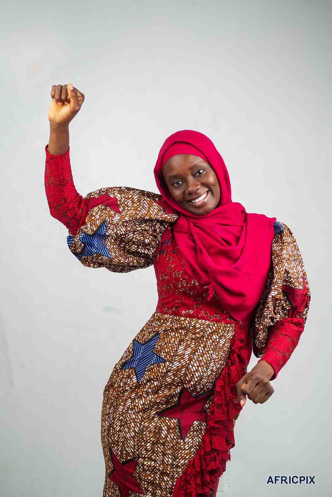 Nigeria Woman Hausa Dancing Wearing Attire Happy