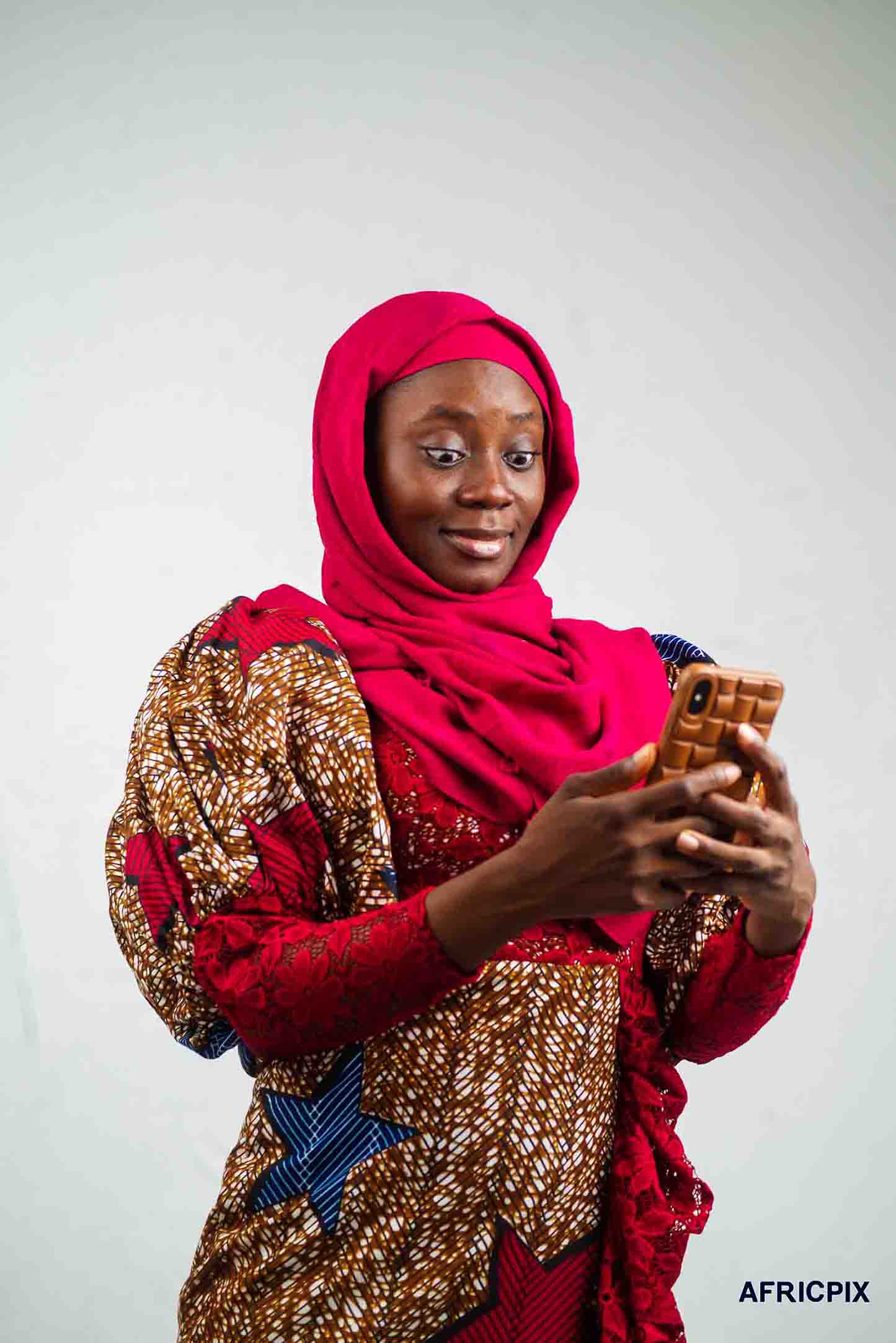 Nigeria Woman Hausa Holding with Two Hands Happy