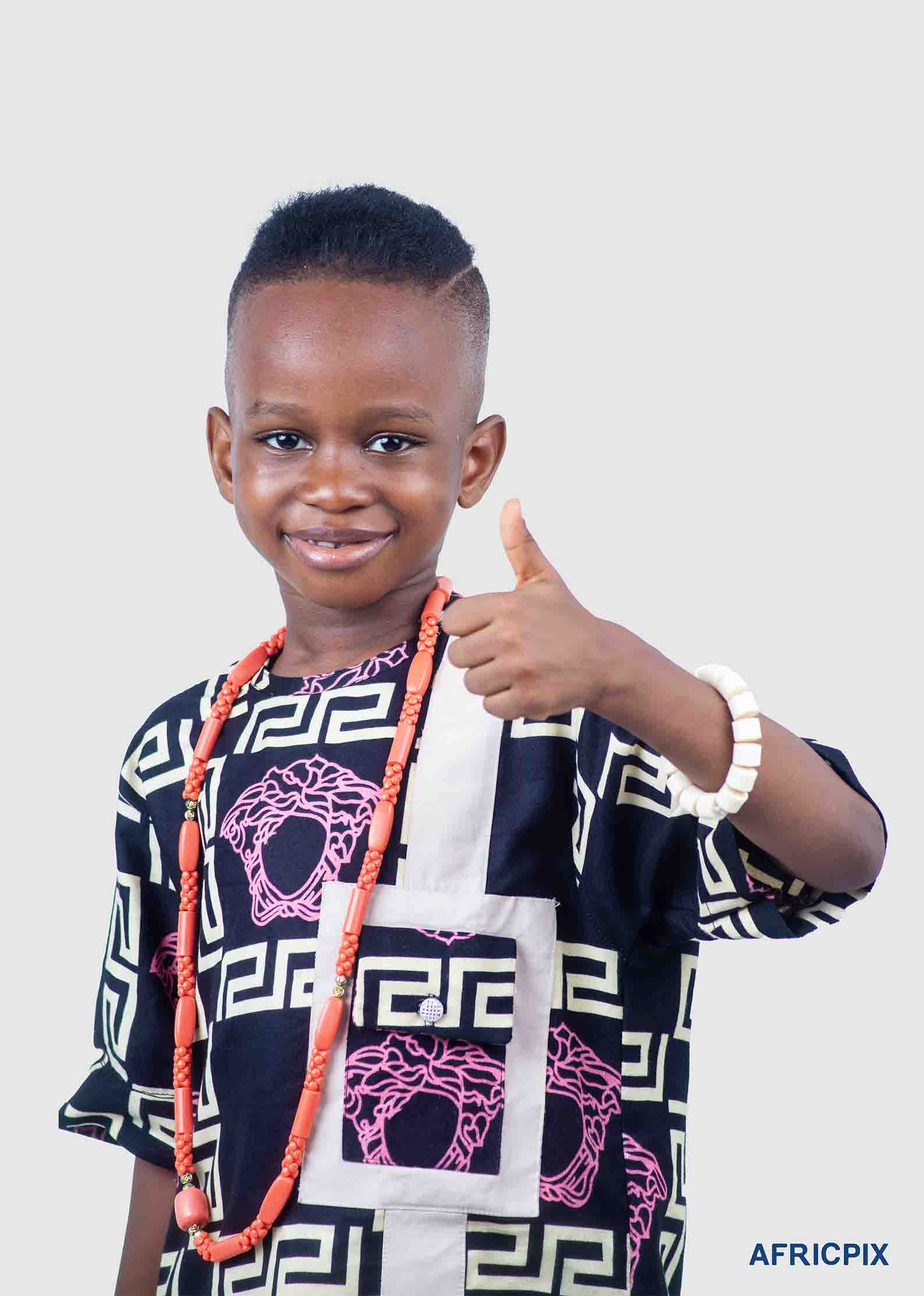 Nigeria Child Boy Wearing Native Attire Thumb Up