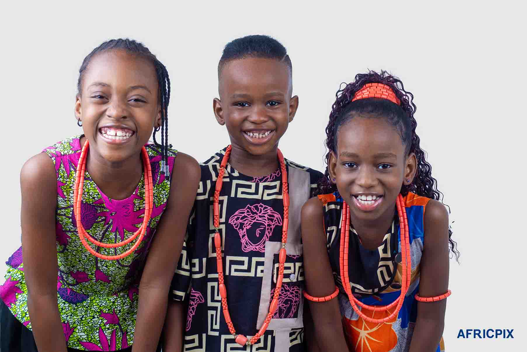 Nigeria Children Boy and Girls Wearing Native Smiling